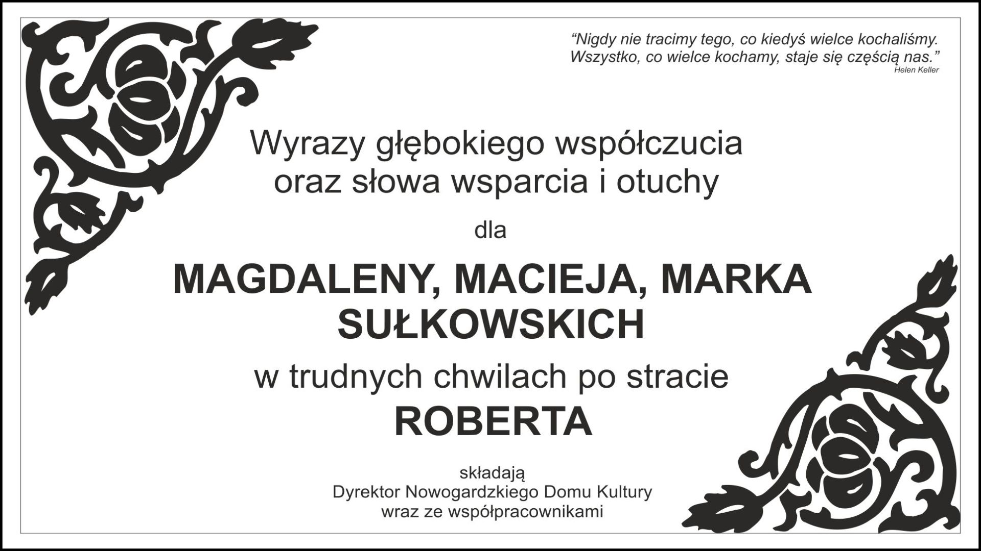 KONDOLENCJE 